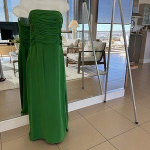 Reformation Green Strapless Midi Cocktail Dress